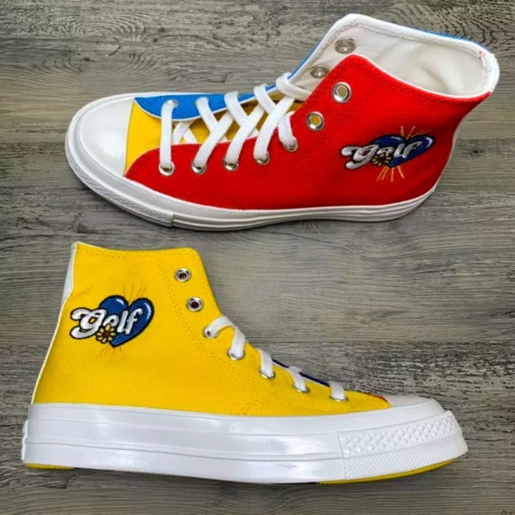 Converse Golf Wang Chuck 70 High Top Tri Panel Red Blue Yellow Multi Size